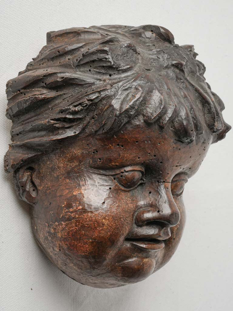 Antique French carved cherub head