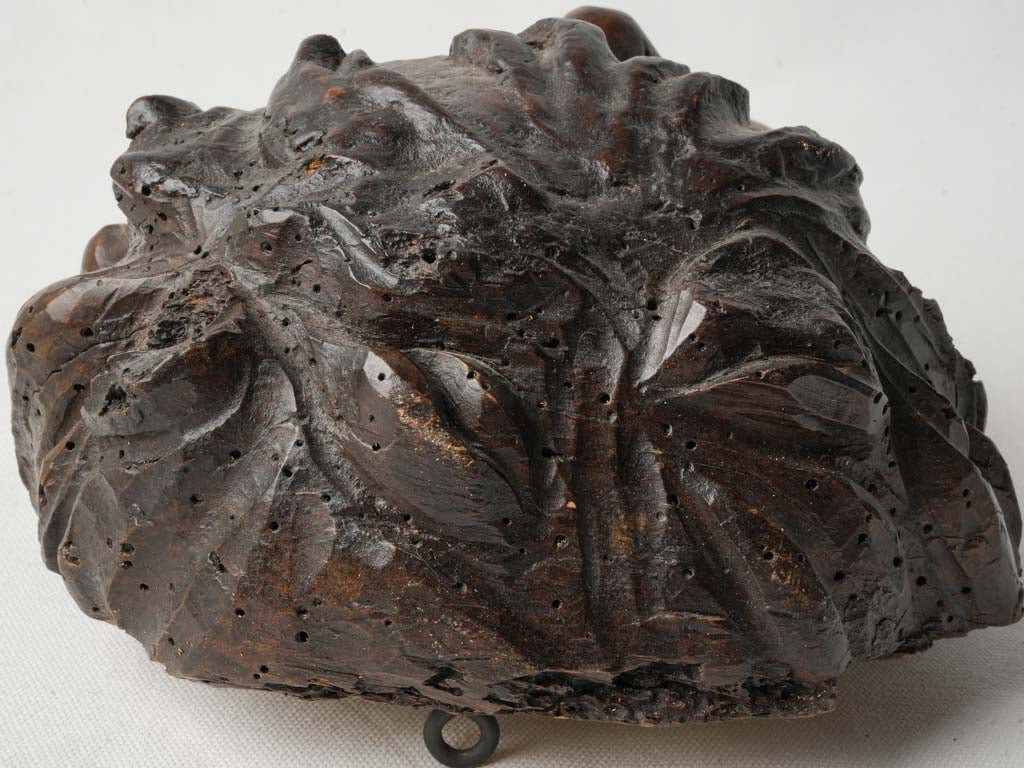 18th-Century French Carved Walnut Cherub Head - 5½"