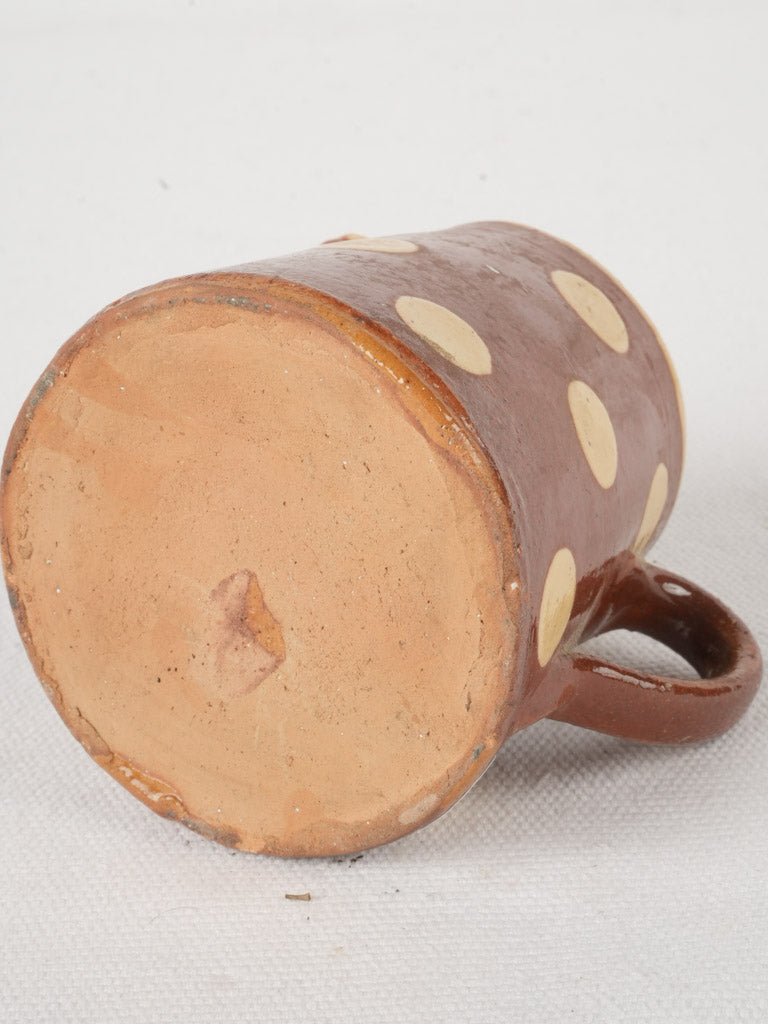 Warm beige maroon glazed creamer