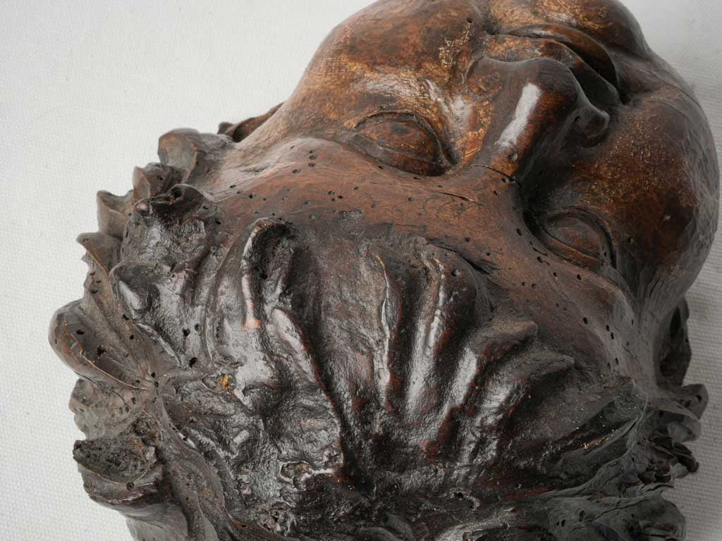 18th-Century French Carved Walnut Cherub Head - 5½"
