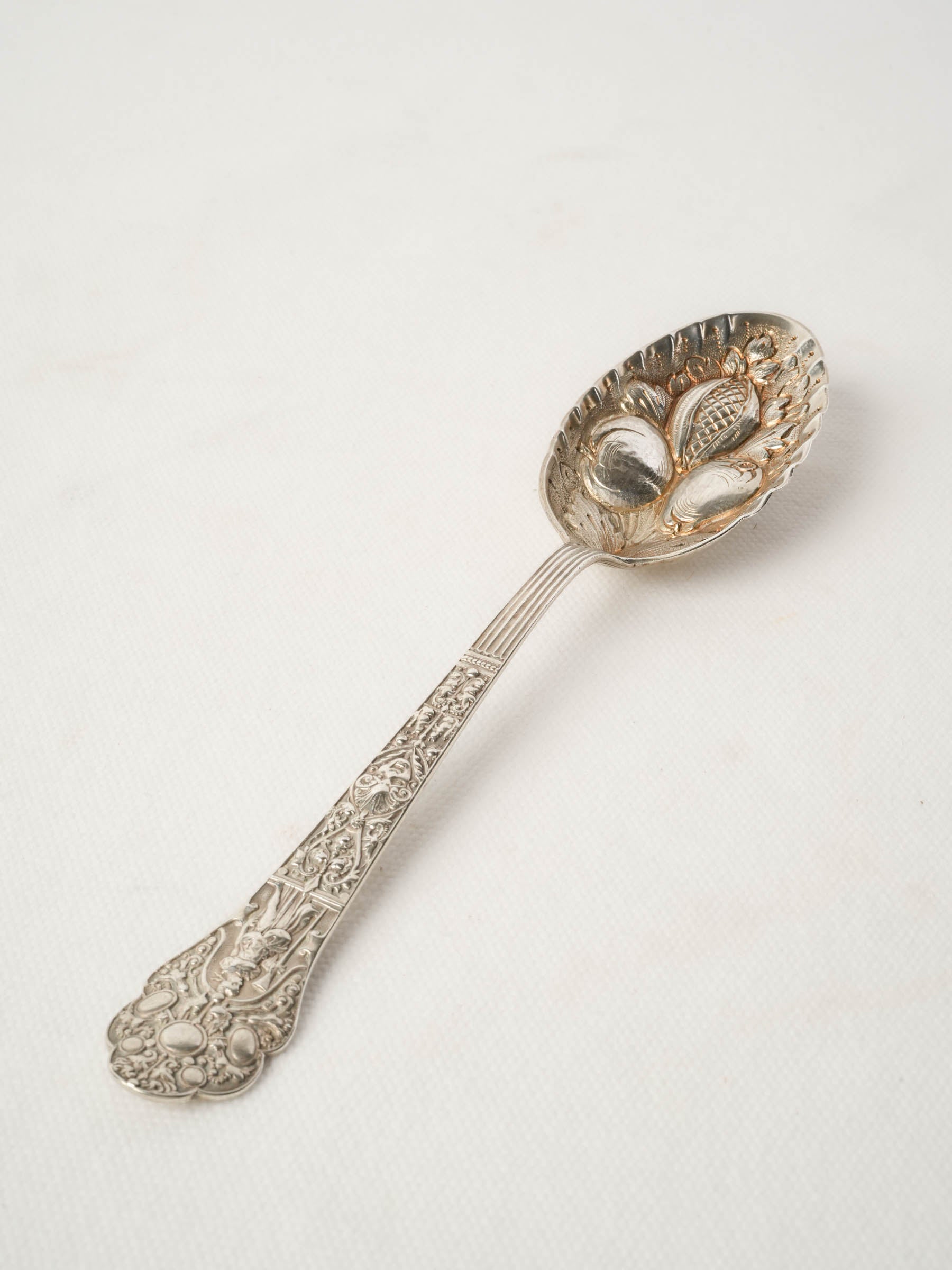 Victorian Silver-Plated Fruit Serving Spoon