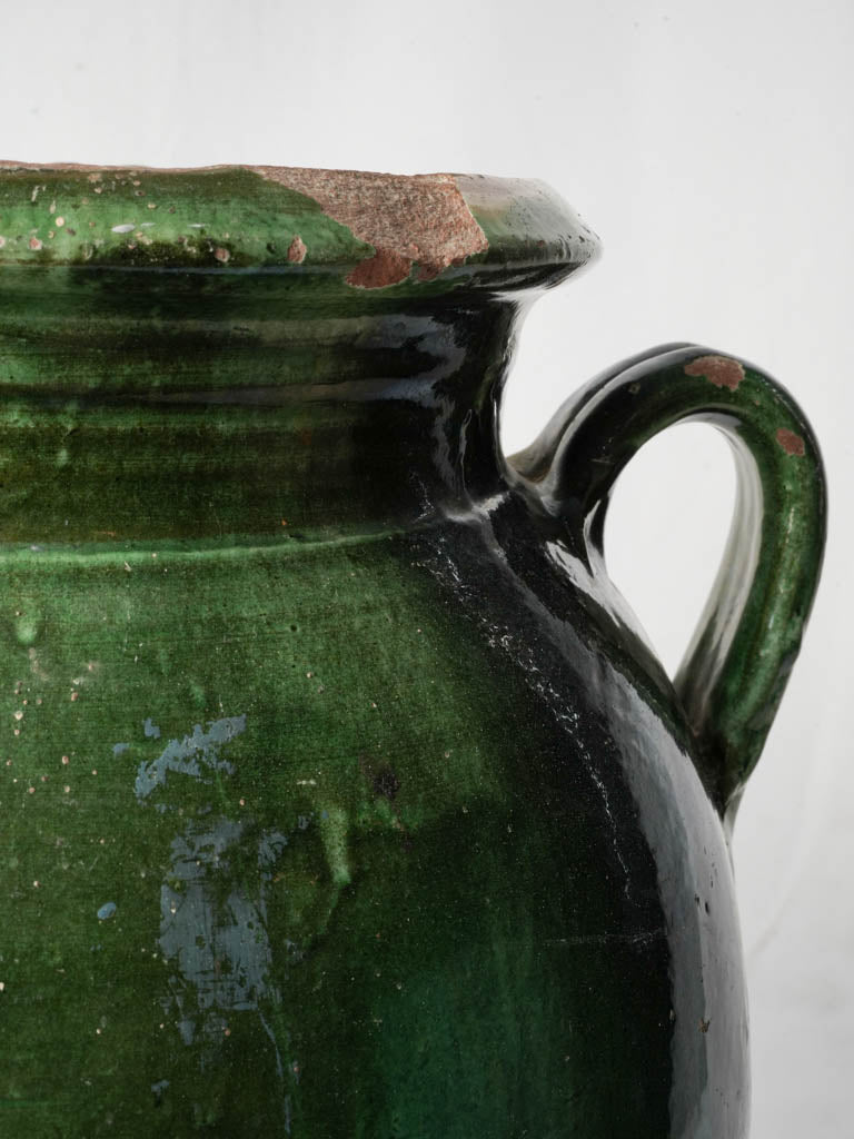 Late 19th Century French Green-Glazed Olive Jar From Tornac - 18½"