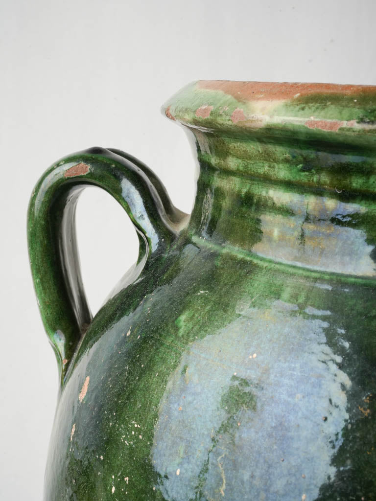 Late 19th Century French Green-Glazed Olive Jar From Tornac - 18½"