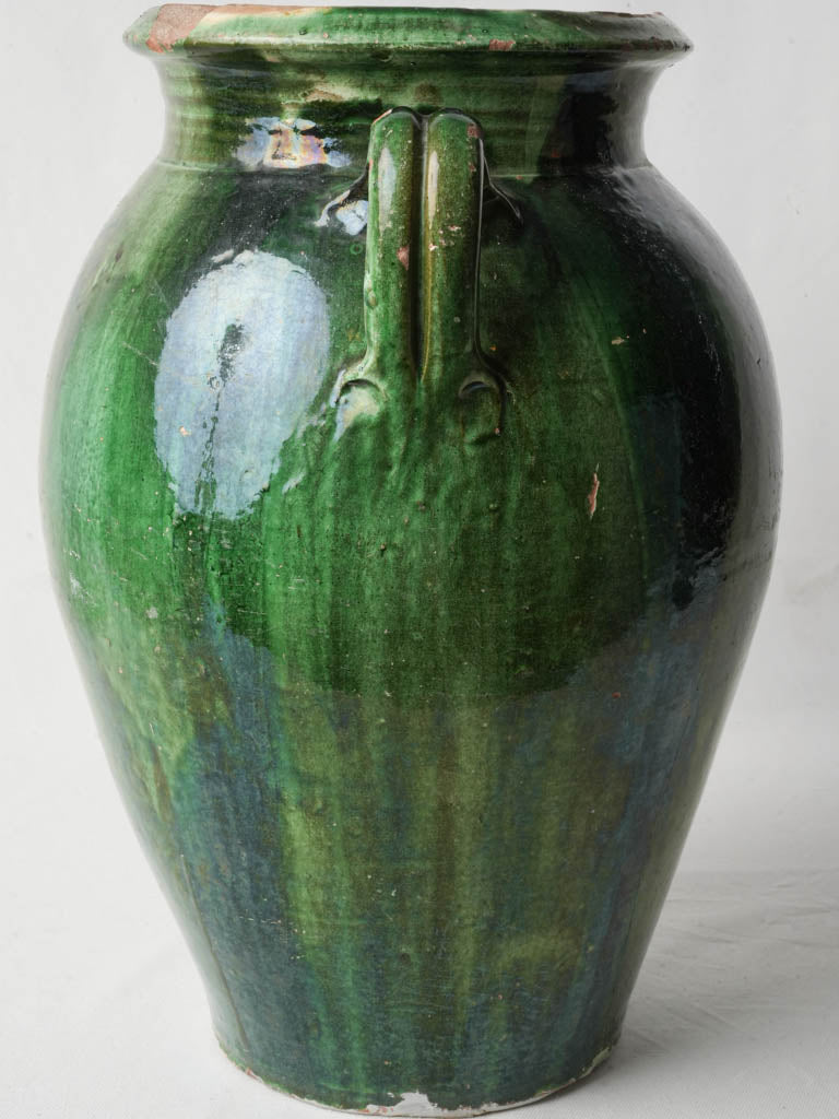 Late 19th Century French Green-Glazed Olive Jar From Tornac - 18½"