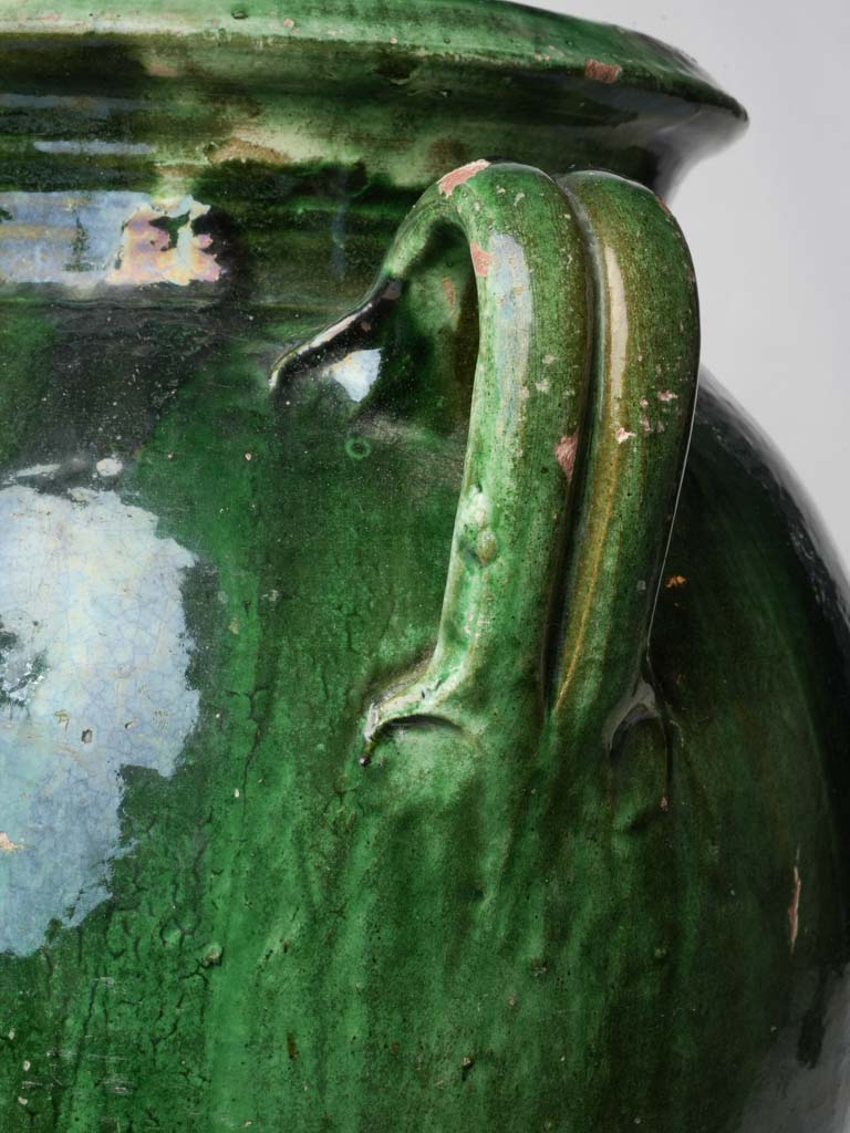 Late 19th Century French Green-Glazed Olive Jar From Tornac - 18½"