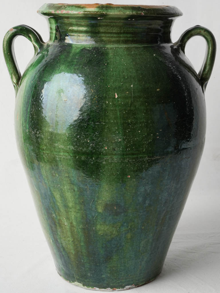 Late 19th Century French Green-Glazed Olive Jar From Tornac - 18½"