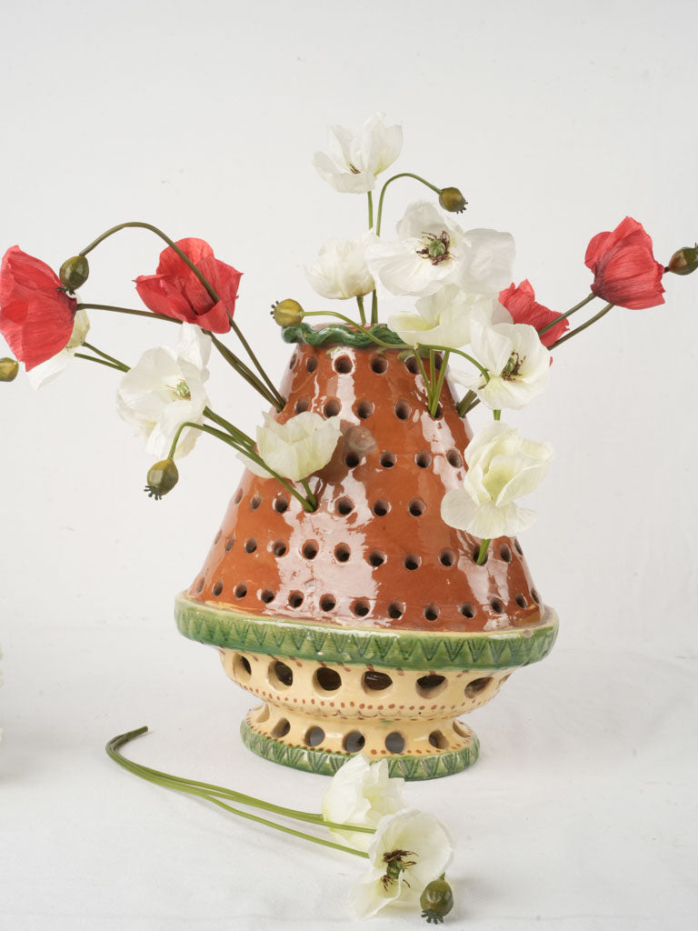 Vintage green floral arranger