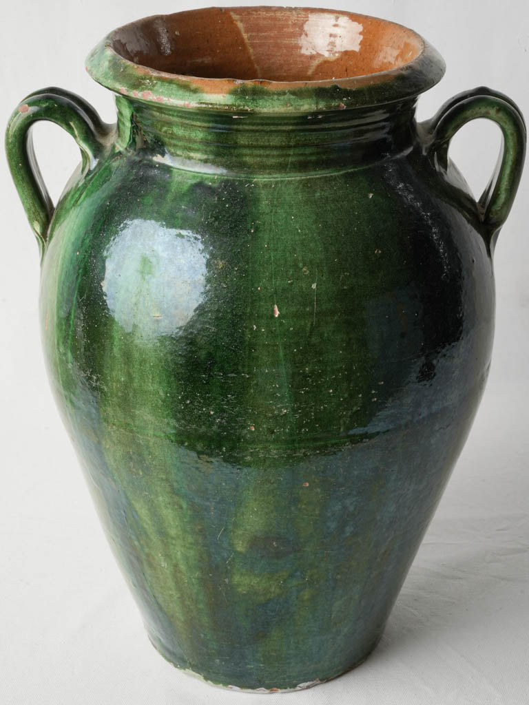 Late 19th Century French Green-Glazed Olive Jar From Tornac - 18½"