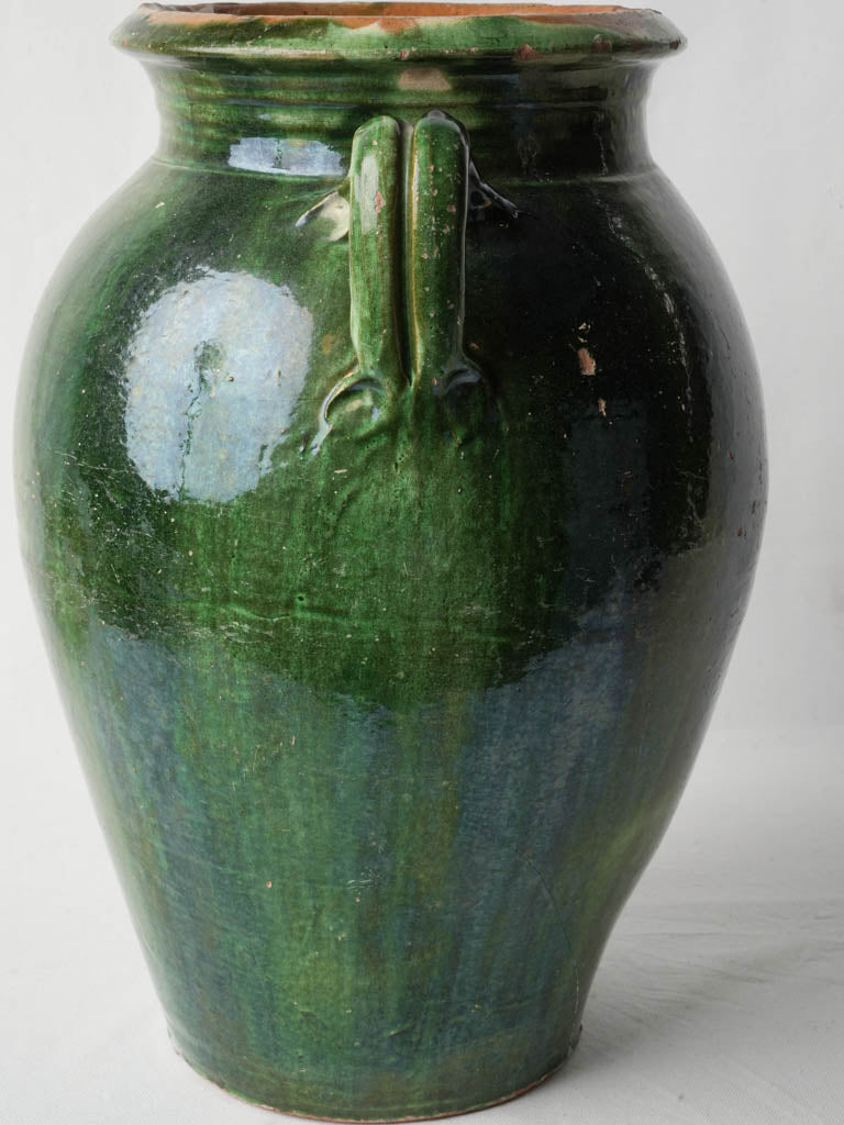 Late 19th Century French Green-Glazed Olive Jar From Tornac - 18½"