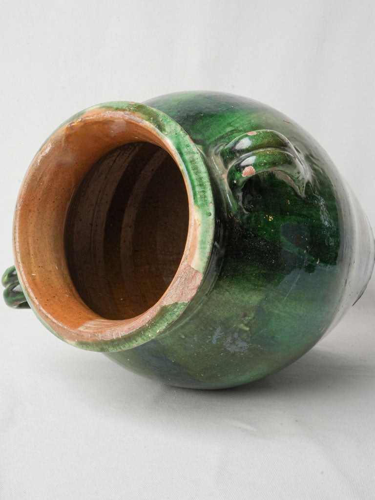 Late 19th Century French Green-Glazed Olive Jar From Tornac - 18½"