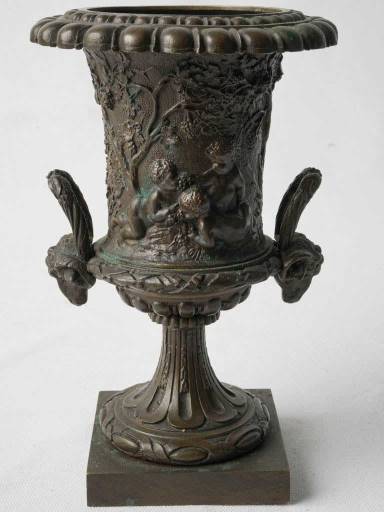 Petite French Bronze Médicis Urn w/ Putti Frieze Circa 1900 - 9½""