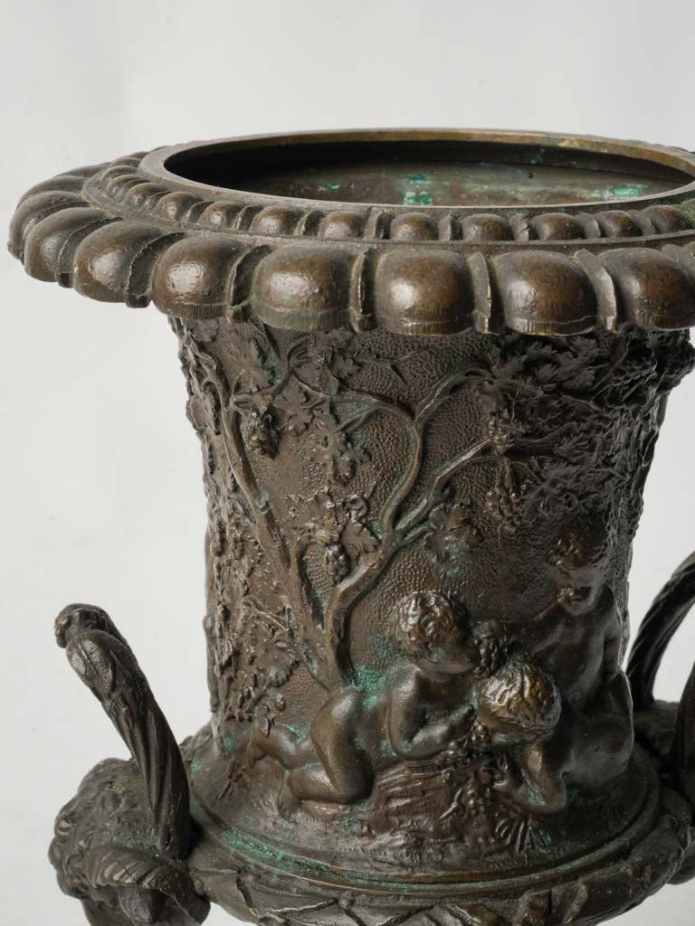 Petite French Bronze Médicis Urn w/ Putti Frieze Circa 1900 - 9½""