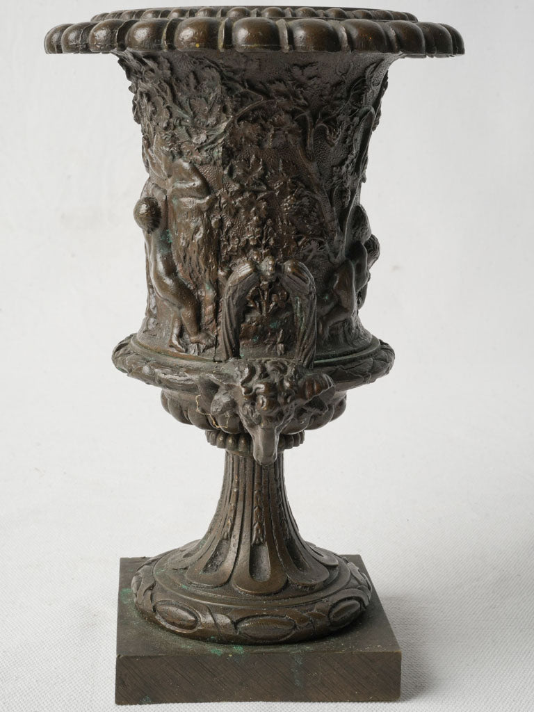 Verdigris patina French bronze urn
