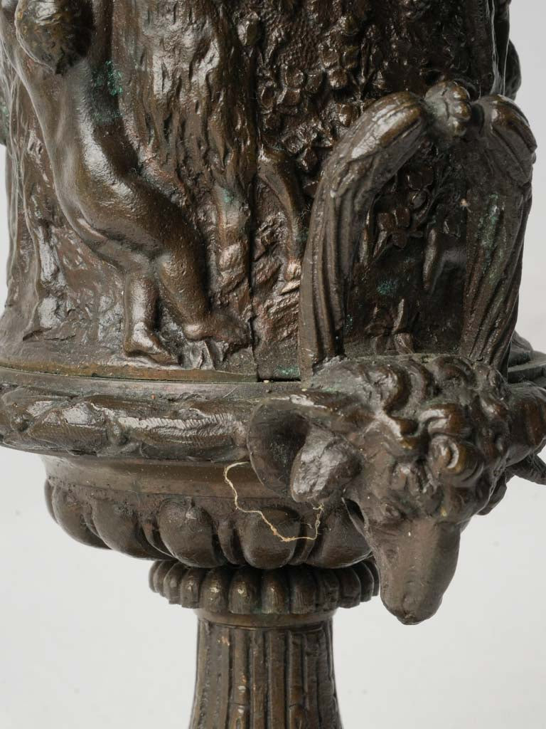 Petite French Bronze Médicis Urn w/ Putti Frieze Circa 1900 - 9½""