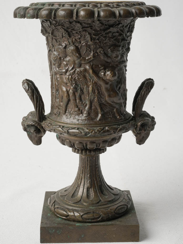 Petite French Bronze Médicis Urn w/ Putti Frieze Circa 1900 - 9½""