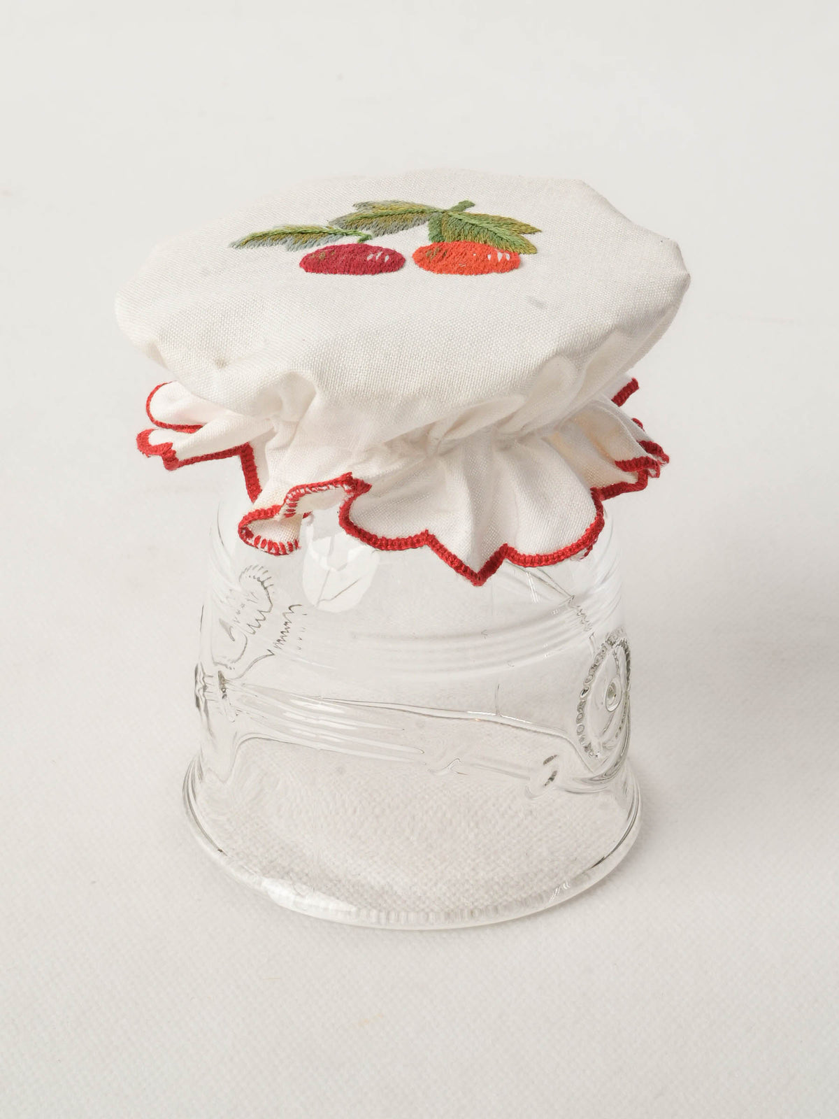 Fabric Jam Cover w/ Embroidered Cherries