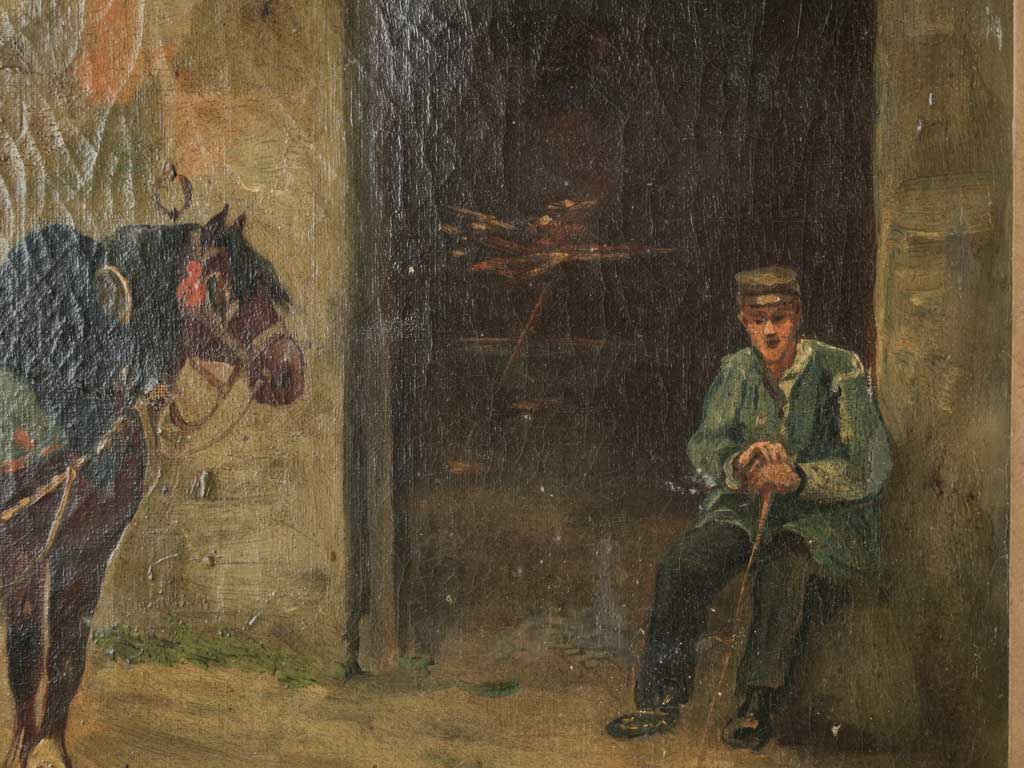 Pair of Late 19th-Century French Oils on Canvas of Working Horses - 13" x 16¼"