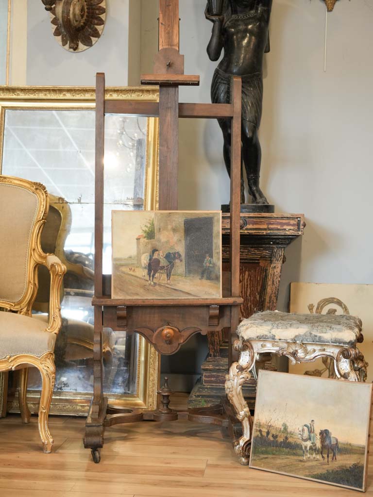 Pair of Late 19th-Century French Oils on Canvas of Working Horses - 13" x 16¼"