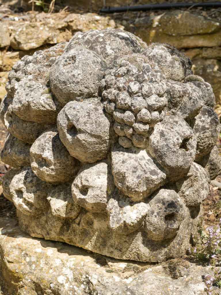 Aged reconstituted stone round fruit basket