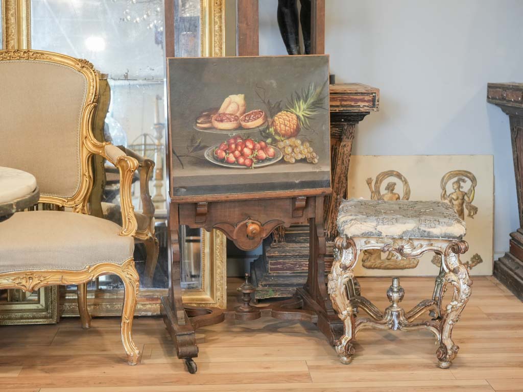 French C.1900 Oil On Canvas Still Life Of Fruit And Pastries - 18" x 22"