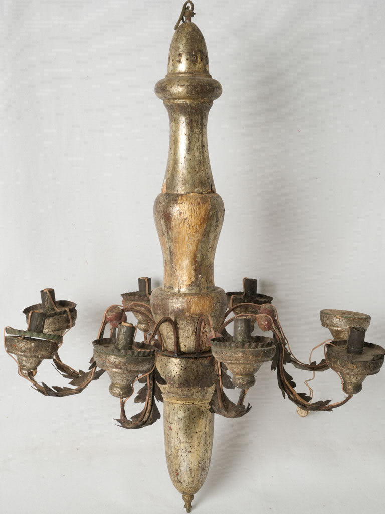Antique Italian Gilded Wood Chandelier