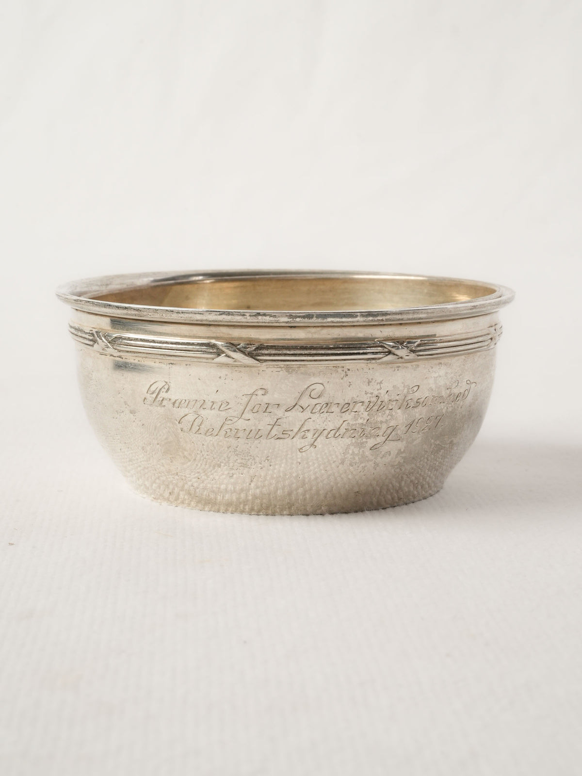 Small Antique Silver Bowl w/ Glass Lid