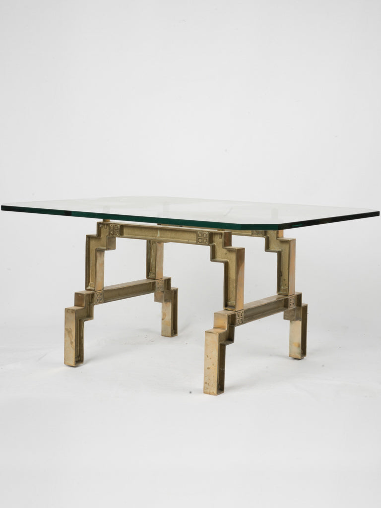 Vintage bronze-legged coffee table