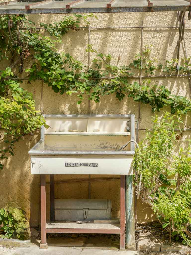 Patina-aged Bouzard Paris outdoor sink
