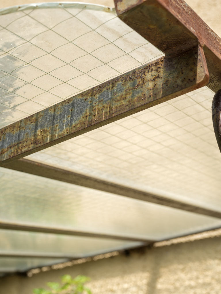 Aged Scalloped Glass Awning