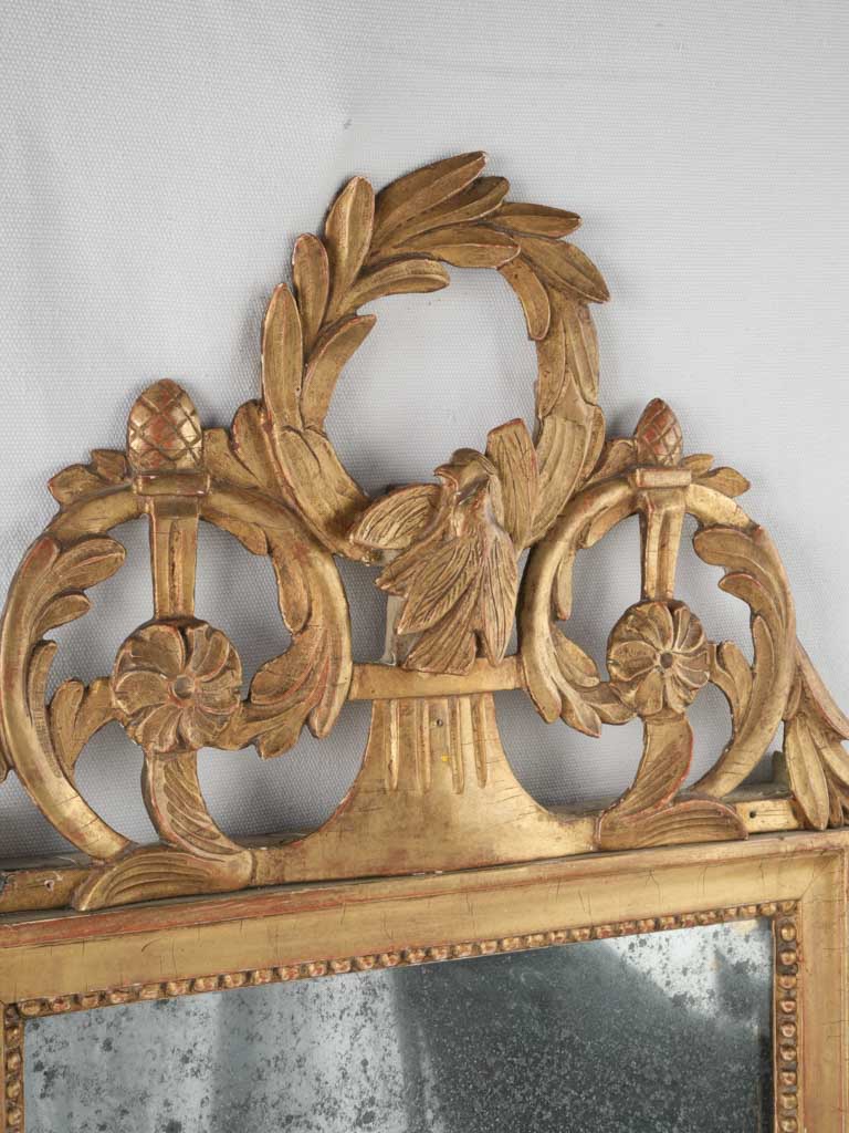 Aged, Gilded French Pediment Mirror