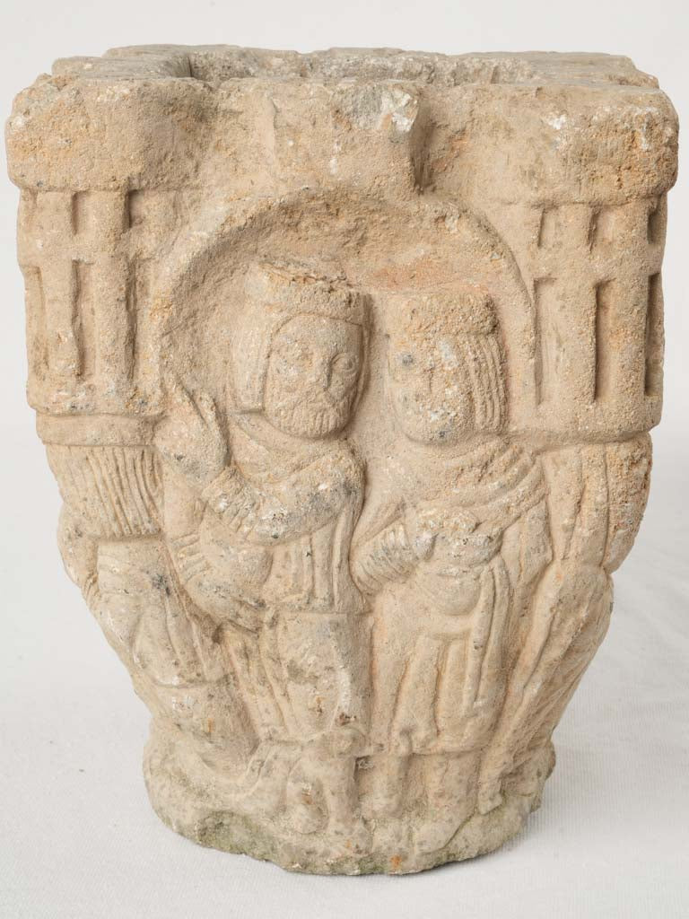 Antique French carved stone capital