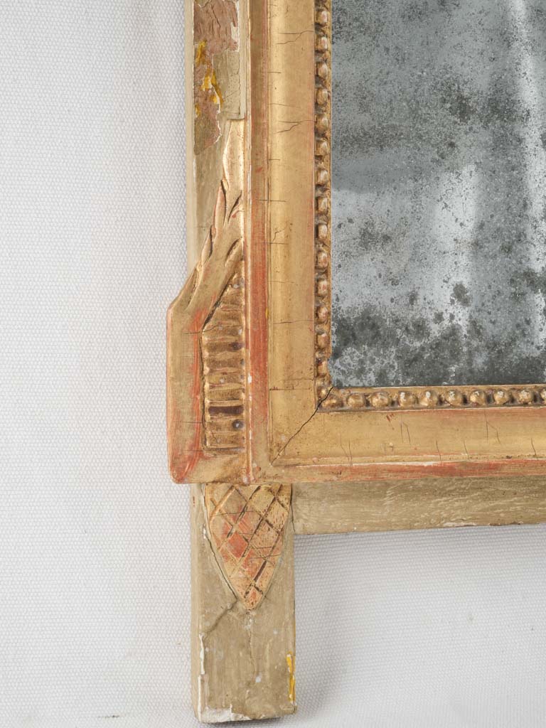 Elegant, Foxed Glass Footed Mirror
