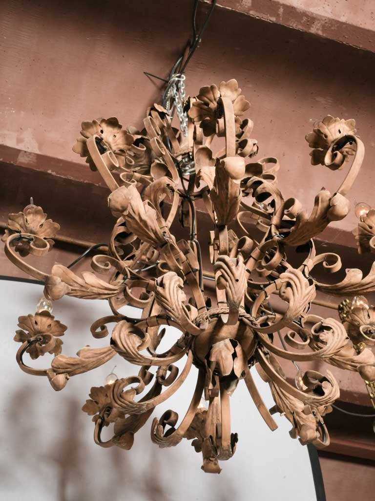 Grand 1960s French Baroque Revival Wrought Iron Chandelier - 41¼"