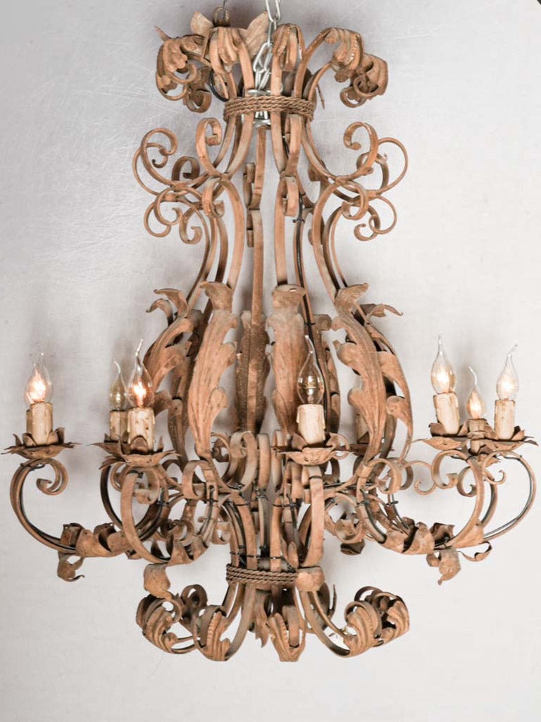 Grand 1960s French Baroque Revival Wrought Iron Chandelier - 41¼"