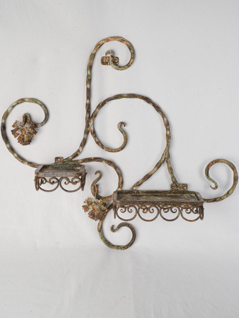 Hand-forged elegant iron wall shelf