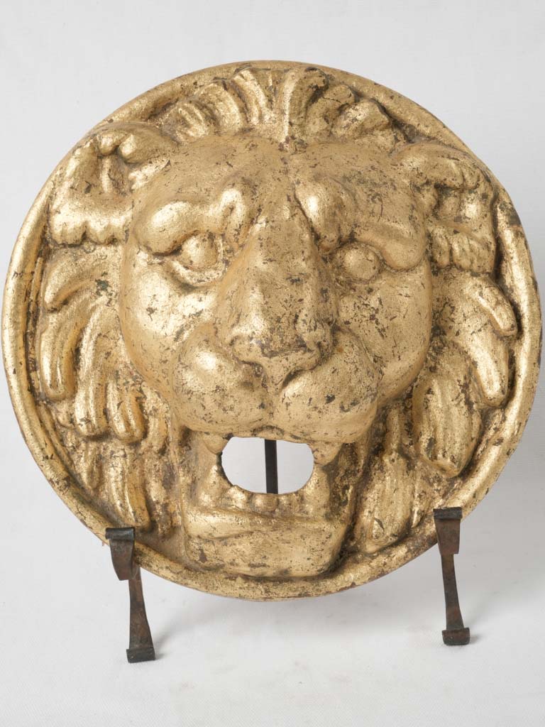 Weighty vintage gold lion fountain head