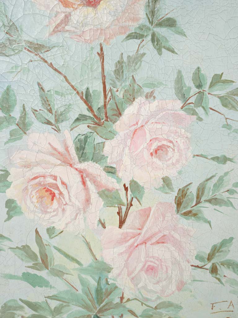Pair of Very Large Canvas Panels w/ Floral Décor c. 1900 - 76½" x 39½"