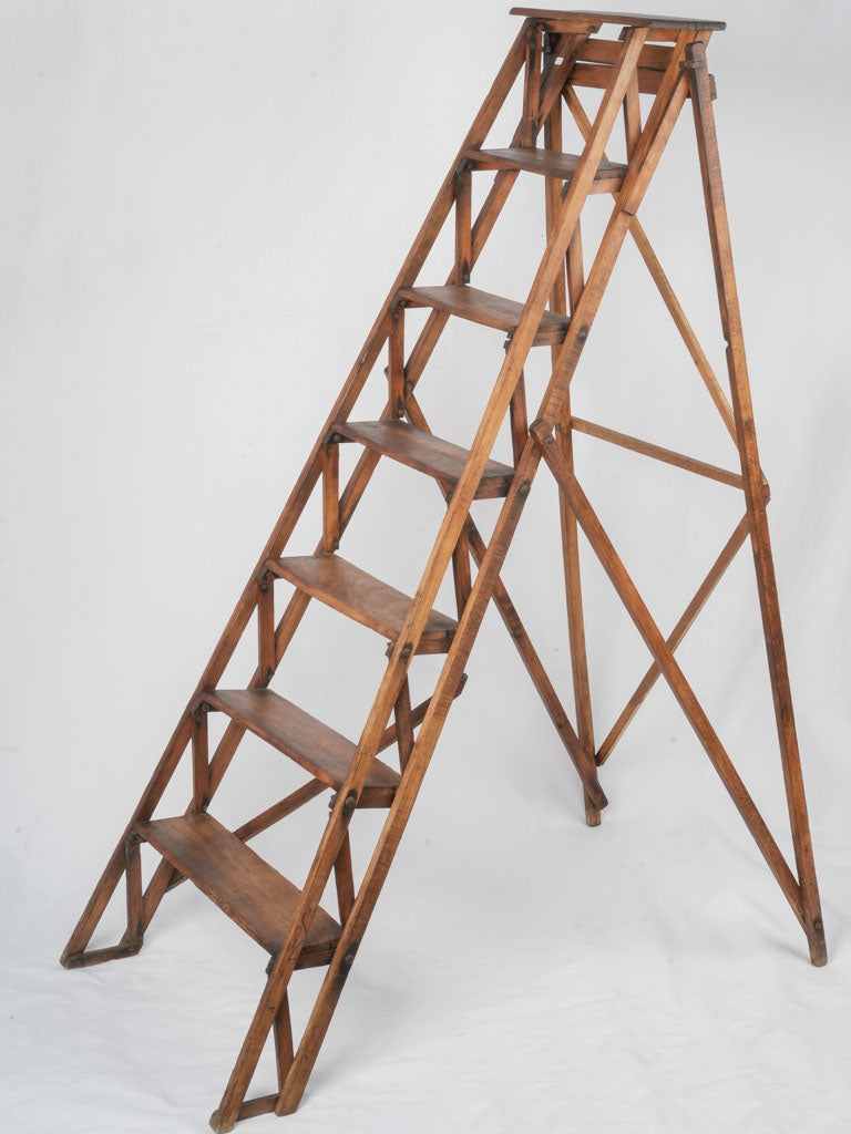 Antique French Wooden Library Ladder