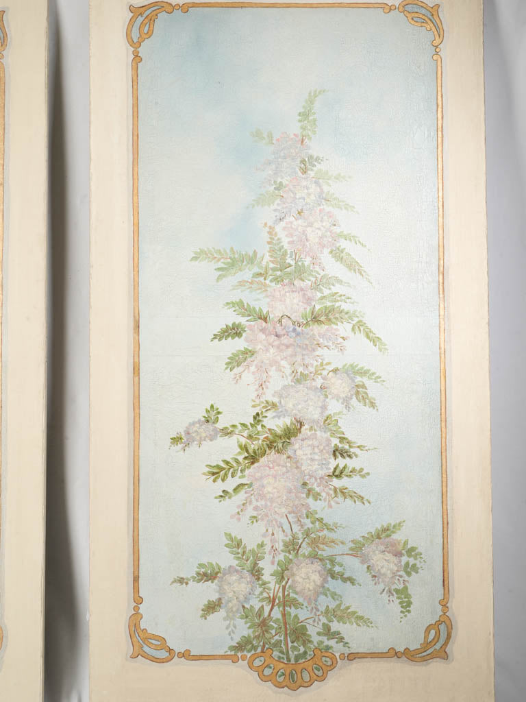 Pair of Very Large Canvas Panels w/ Floral Décor c. 1900 - 76½" x 39½"