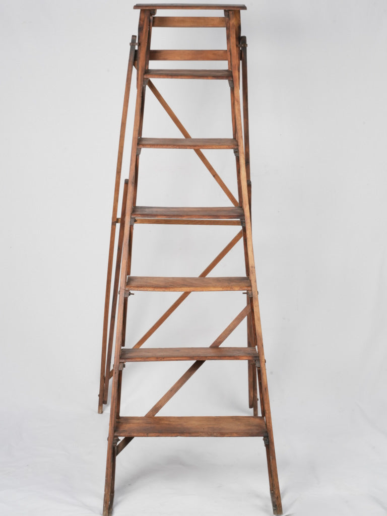 Vintage Solid Wood Library Ladder