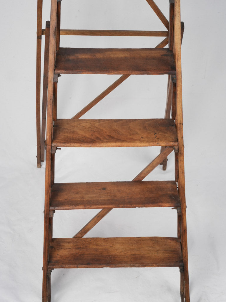 Warm Patina French Wooden Library Ladder