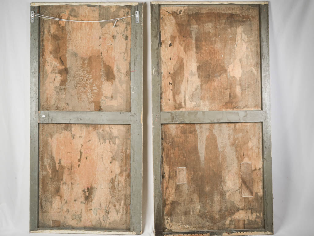 Pair of Very Large Canvas Panels w/ Floral Décor c. 1900 - 76½" x 39½"