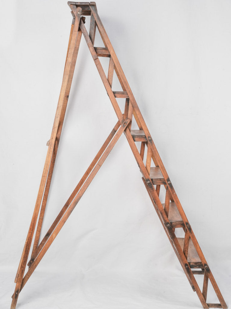 Rustic 7-Step Wooden Library Ladder