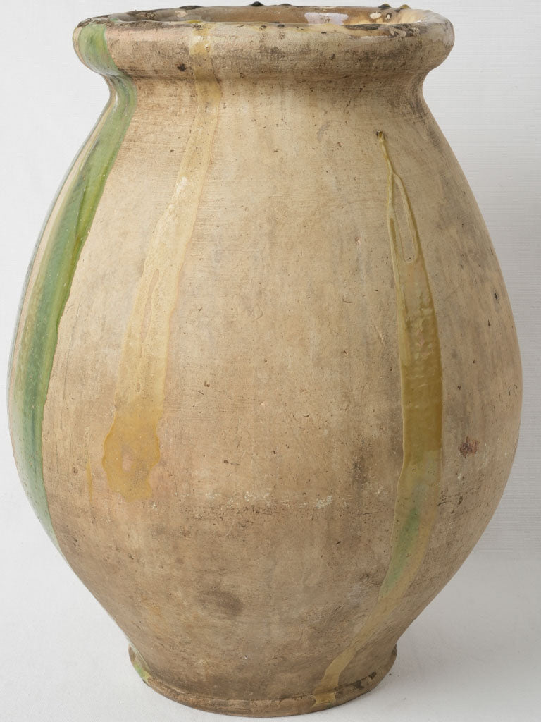 Ocher and Green Glazed Olive Jar