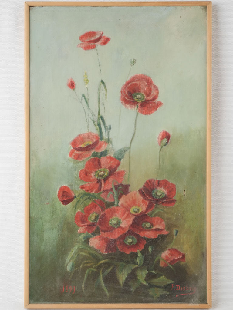 Antique floral oil on canvas painting