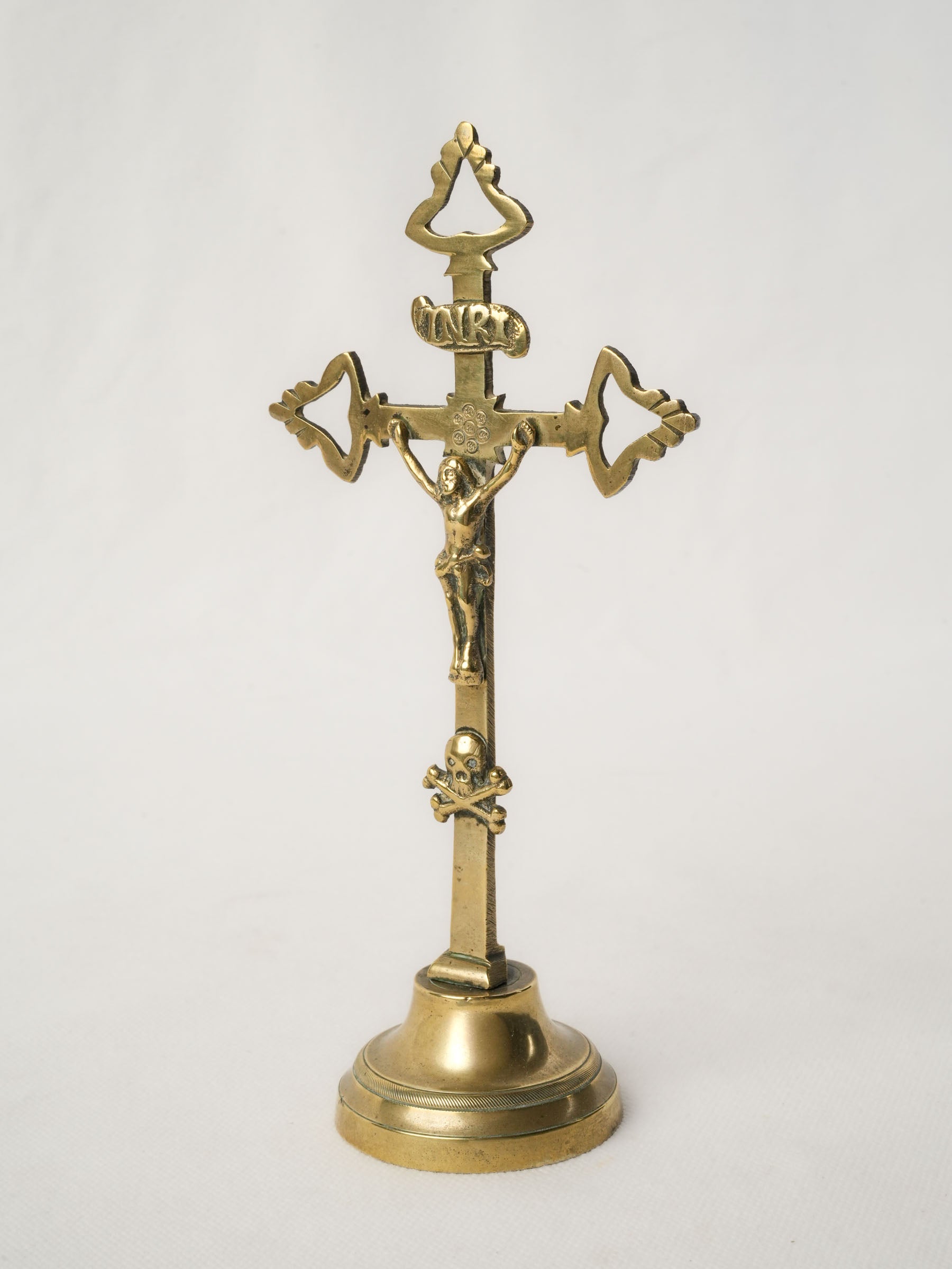 18th-Century Brass Standing Crucifix