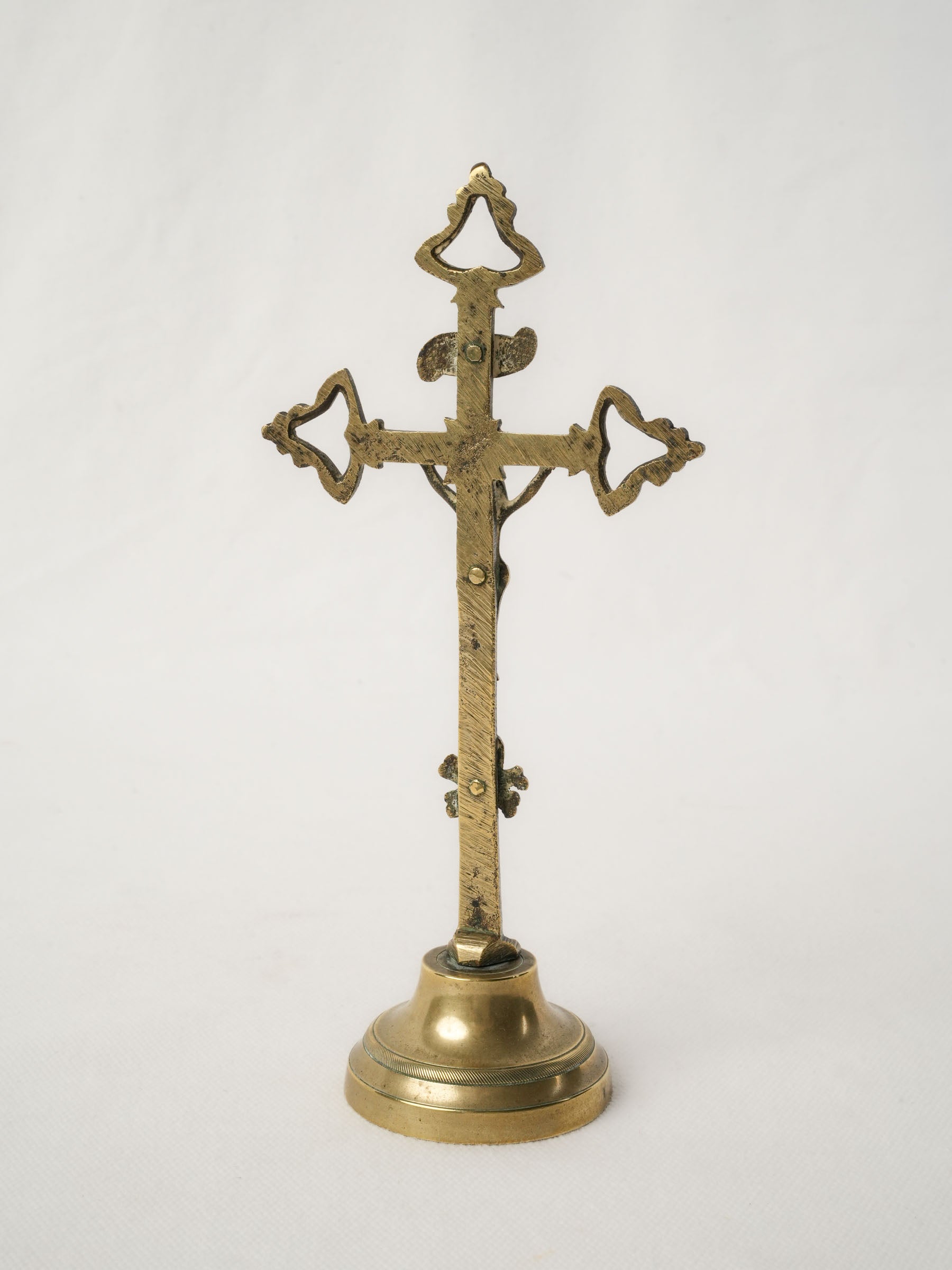 18th-Century Brass Standing Crucifix