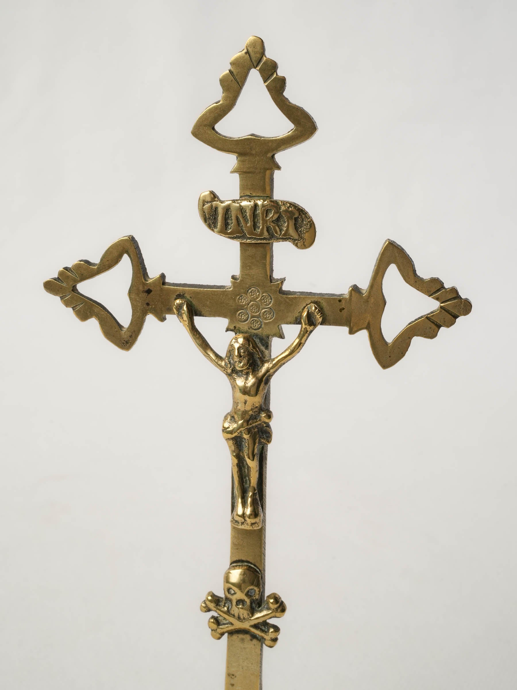 18th-Century Brass Standing Crucifix
