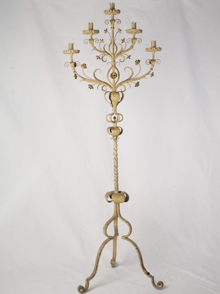 Late 19th-Century Wrought-Iron Five-Light Floor Candelabrum - 74¾"