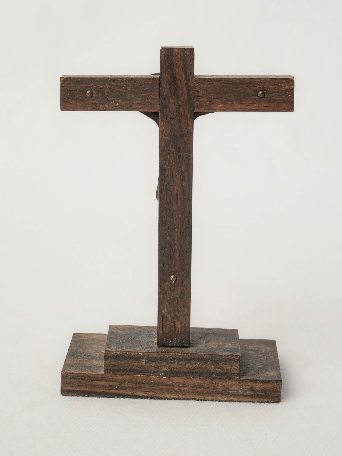Antique French Bronze and Wood Devotional Crucifix